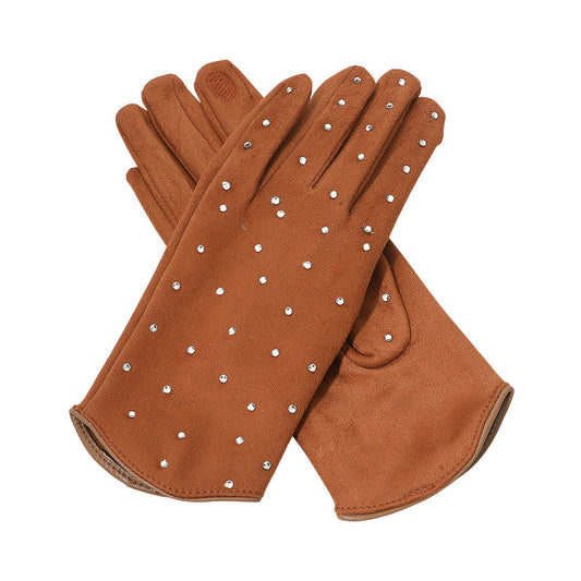 Rhinestone Embellished Smart Touch Winter Gloves