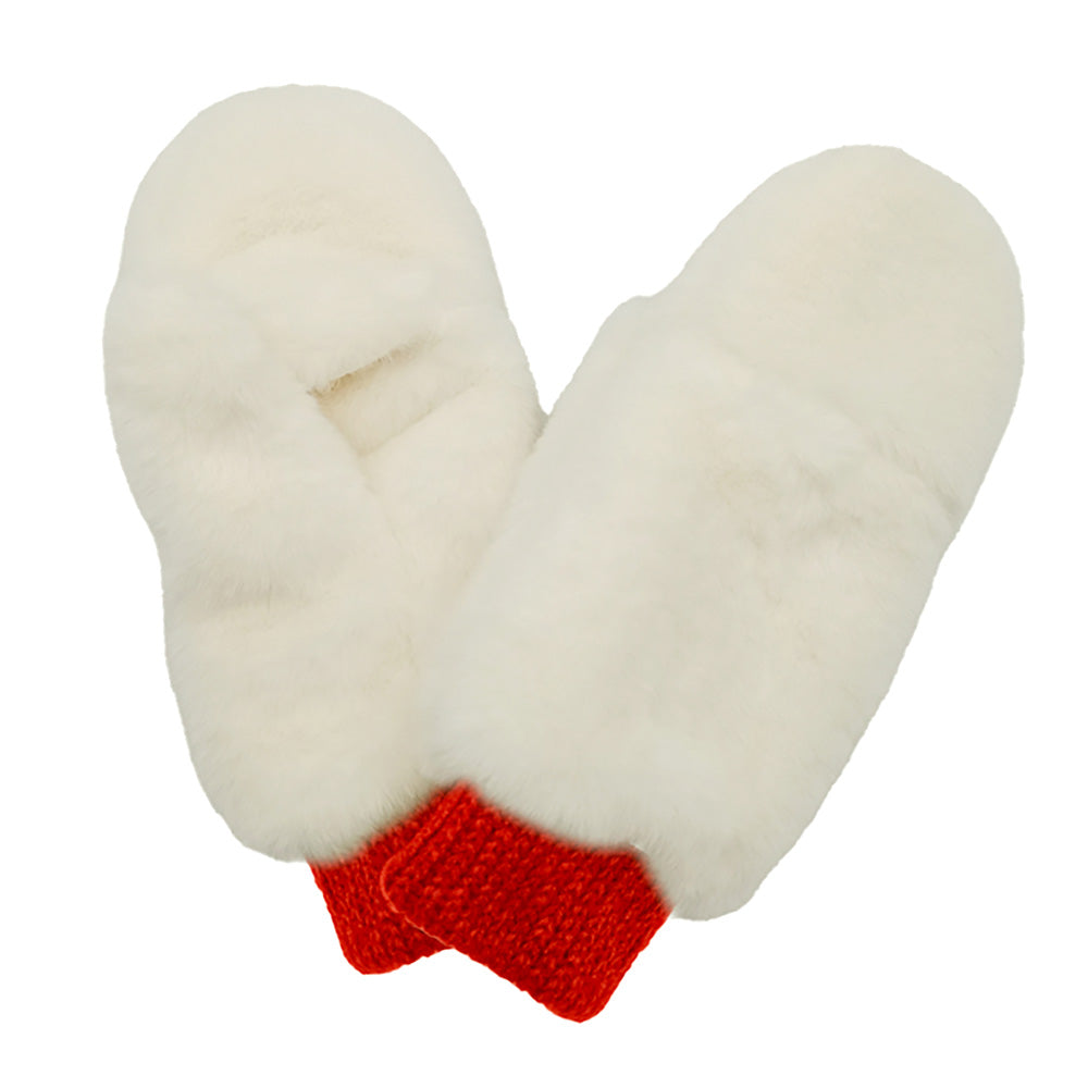 Solid Faux Fur Open Up Mitten Gloves