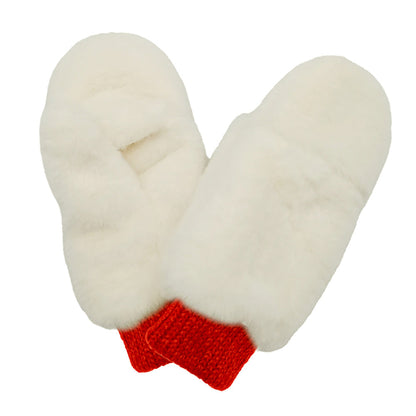 Solid Faux Fur Open Up Mitten Gloves