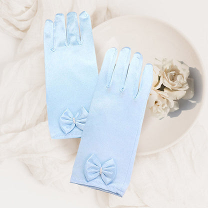 Dressy satin bow gloves