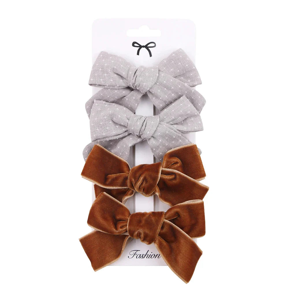 4Pcs Leopard Print Hair Bow Clips for Baby Girls Lace Barrettes