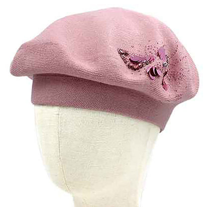 Decorative Sequin Rhinestone Embellished Winter Beret Hat