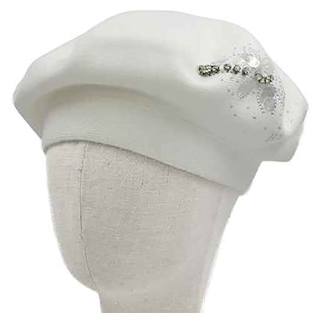 Decorative Sequin Rhinestone Embellished Winter Beret Hat