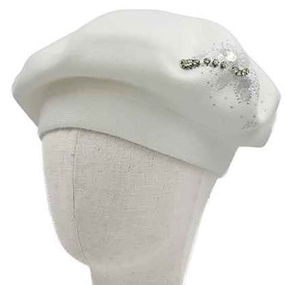 Decorative Sequin Rhinestone Embellished Winter Beret Hat