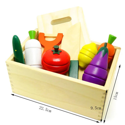 Simulation Kitchen Pretend Toy Wooden Classic Game Montessori Educational Toy For Children Kids Gift Cutting Fruit Vegetable Set
