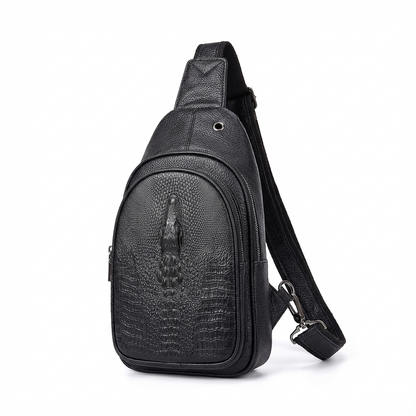 Men's Croc-Embossed Leather Sling Bag – Professional Utility Carry
