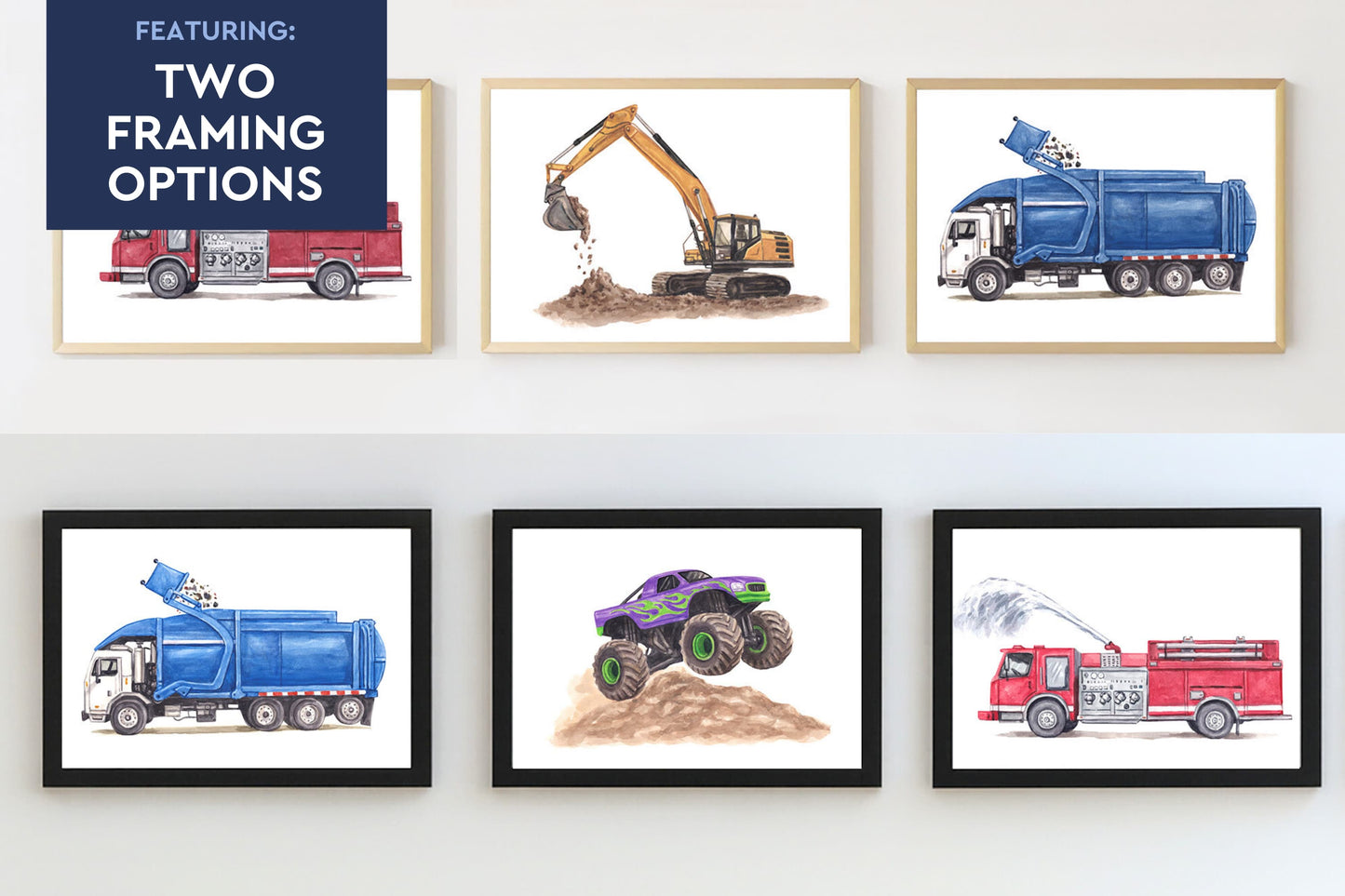 Humongous Trucks Art Print, Framed (16" x 12")