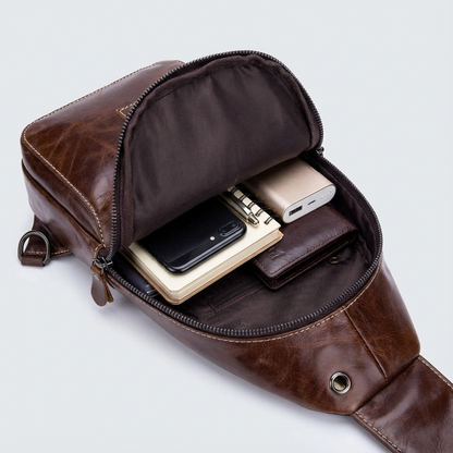 Men's Genuine Leather Sling Bag – Structured Office Carry