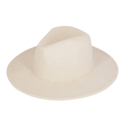 Solid Color Classic Wide Brim Fedora Hat