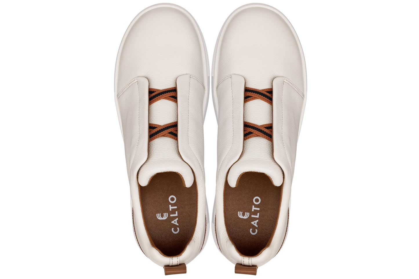 CALTO - J1933  - 2.6 Inches Taller (Off-White) - Slip-On  Snoafers