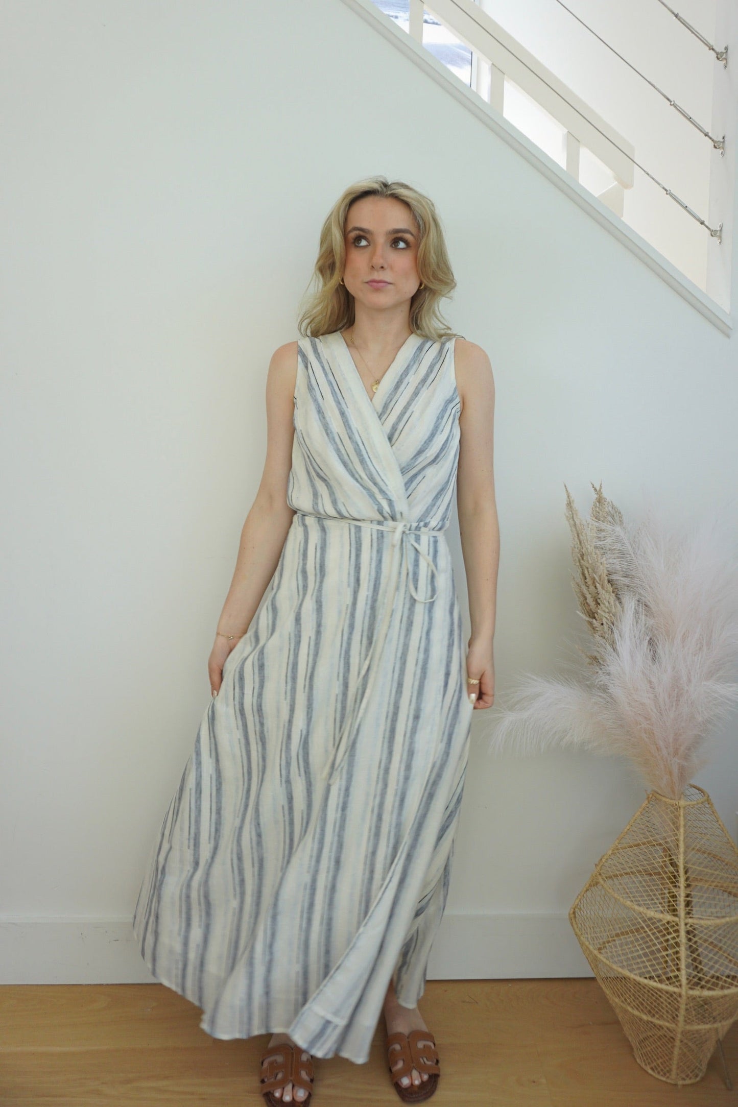 Jane Wrap Dress in BLU WVN STR