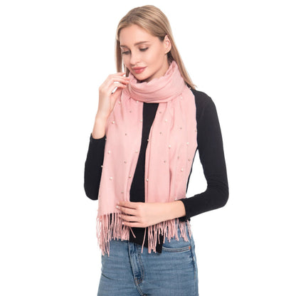 Pearl Embellished Solid Oblong Scarf