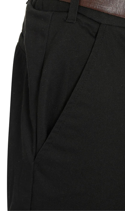 Men's Stretch Waist Chinos with a Hidden Elastic Waist and Flat Front