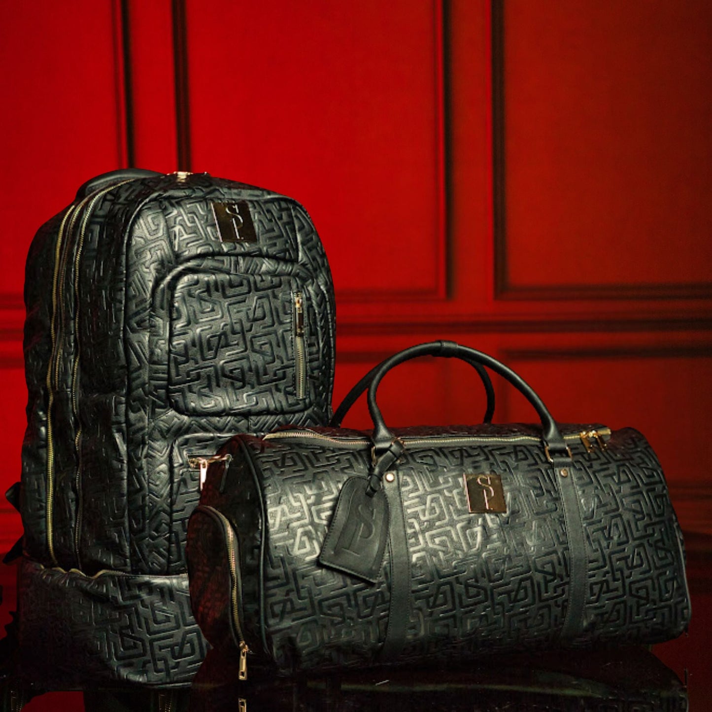Monogram Leather Signature Bag Set (Signature and Duffle)