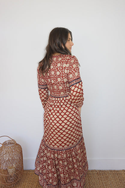 Nori Maxi Dress in Red Lotus