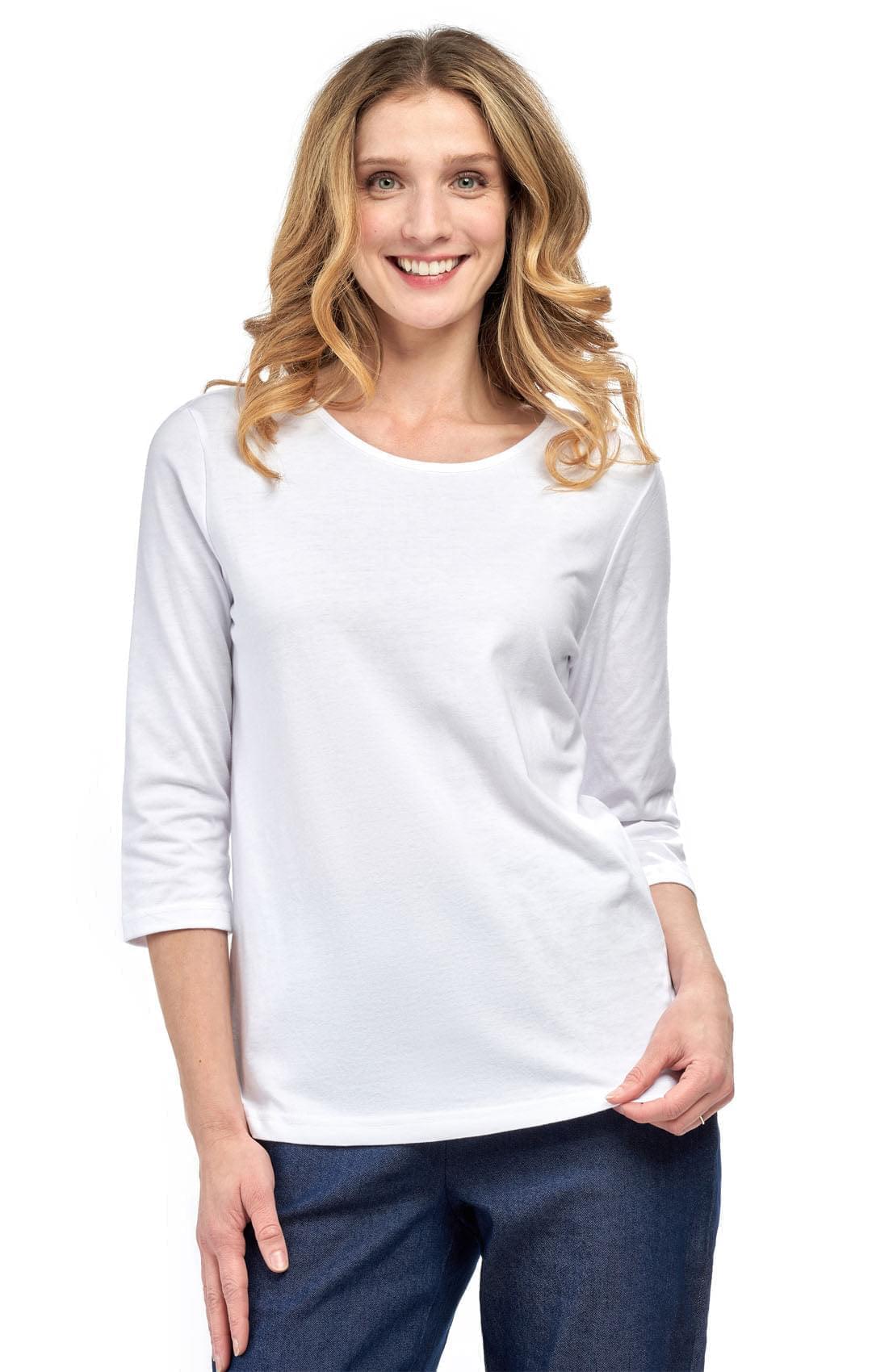 Women's 3/4 Sleeve Crew Neck Top – Comfortable Jer