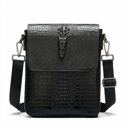 Men's Croc-Embossed Leather Sling Bag – Structured Office Carry