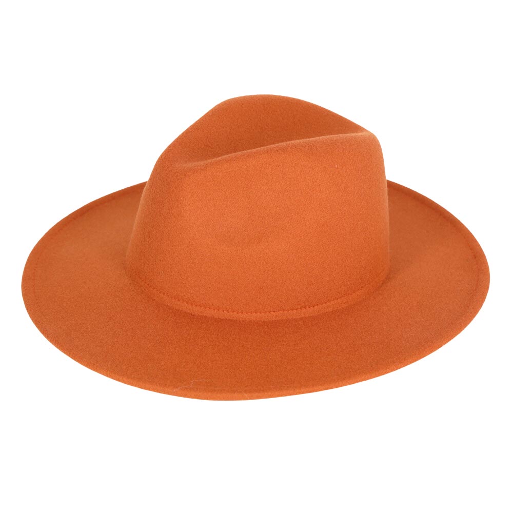 Solid Color Classic Wide Brim Fedora Hat