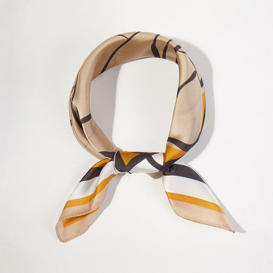 Abstract Rose Printed Square Silky Satin Bandana Scarf