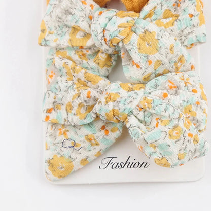4Pcs Baby Bows Hair Clips Cotton Linen Hairpins for Girls