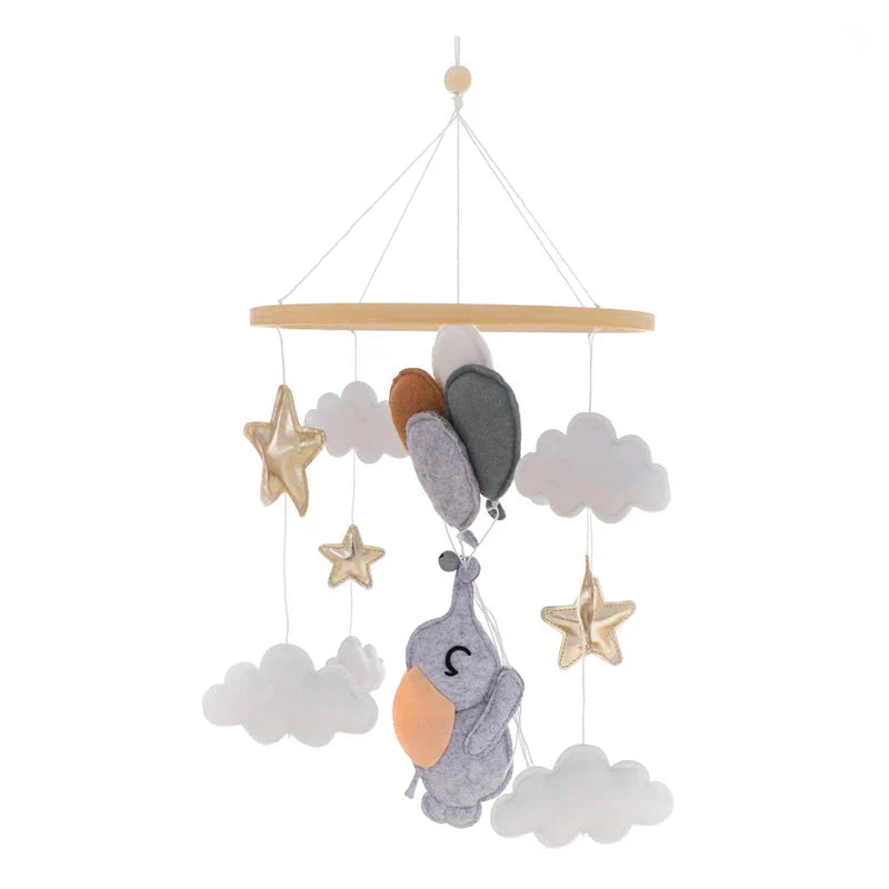 Baby Wooden Bed Bell Cartoon Rabbit Mobile