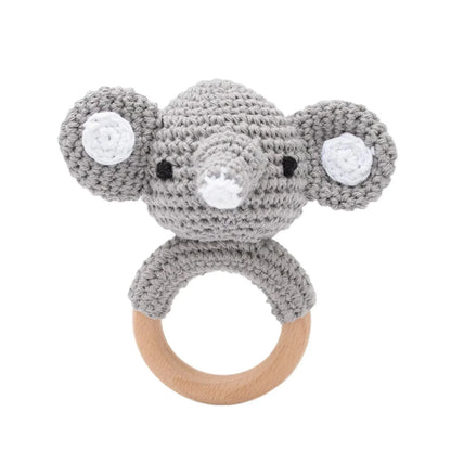 Baby Crochet Rattle Wooden Teether Toy BPA Free