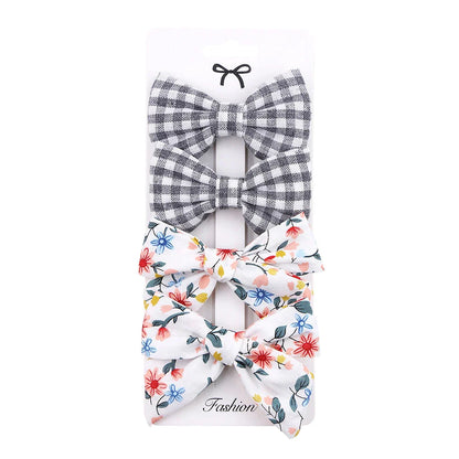4Pcs Baby Bows Hair Clips Cotton Linen Hairpins for Girls