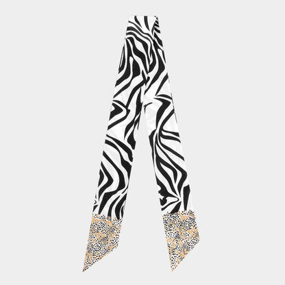 Abstract Graphic Pattern Print Silk Feel Twilly Skinny Scarf