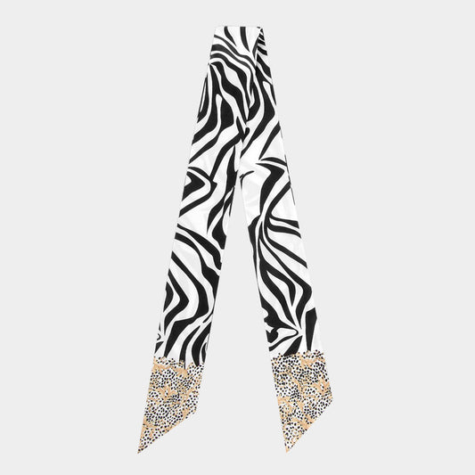 Abstract Graphic Pattern Print Silk Feel Twilly Skinny Scarf