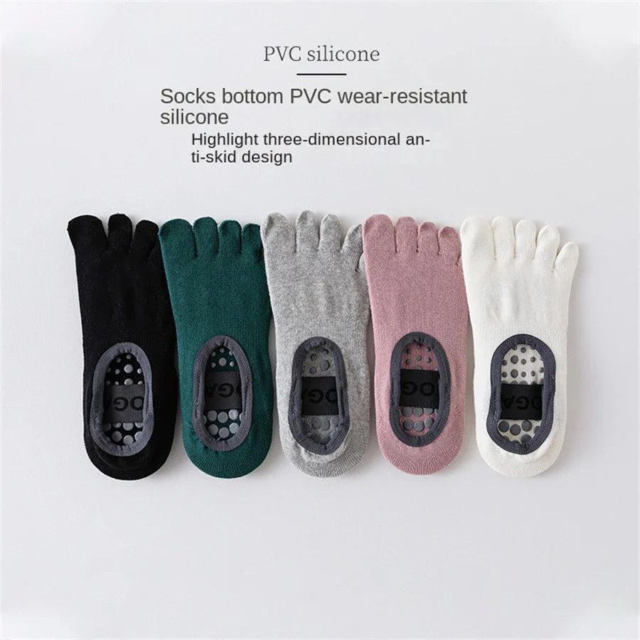 Women's five finger socks, anti slip yoga socks
