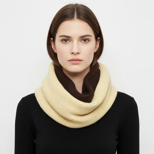 Two Tone Chunky Knit Infinity Scarf