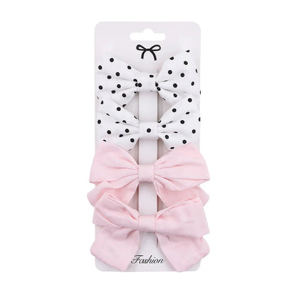 4Pcs Baby Bows Hair Clips Cotton Linen Hairpins for Girls