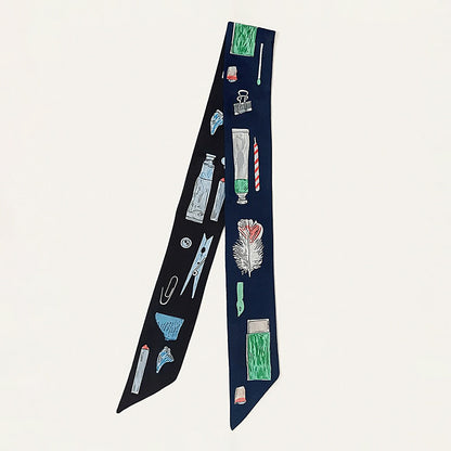 Art Inspired Pattern Printed Twilly Skinny Scarf