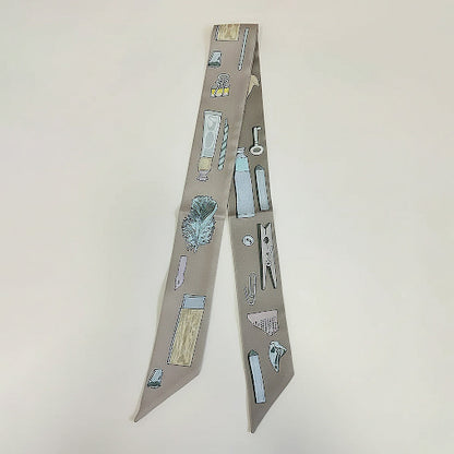 Art Inspired Pattern Printed Twilly Skinny Scarf
