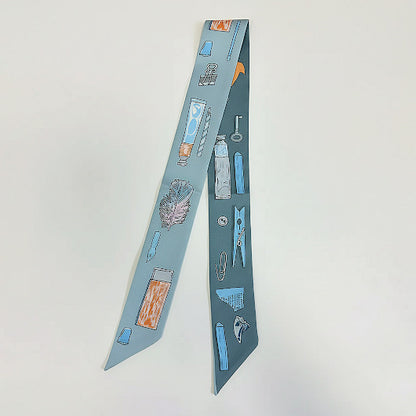 Art Inspired Pattern Printed Twilly Skinny Scarf