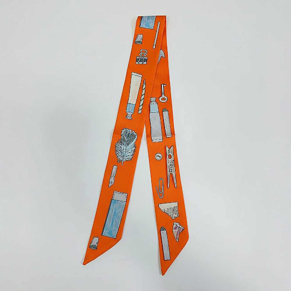 Art Inspired Pattern Printed Twilly Skinny Scarf