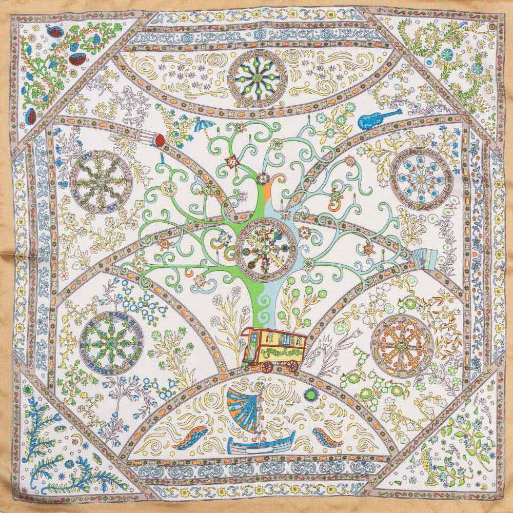 Vintage Botanical Medallion Print Square Bandana Scarf