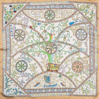 Vintage Botanical Medallion Print Square Bandana Scarf