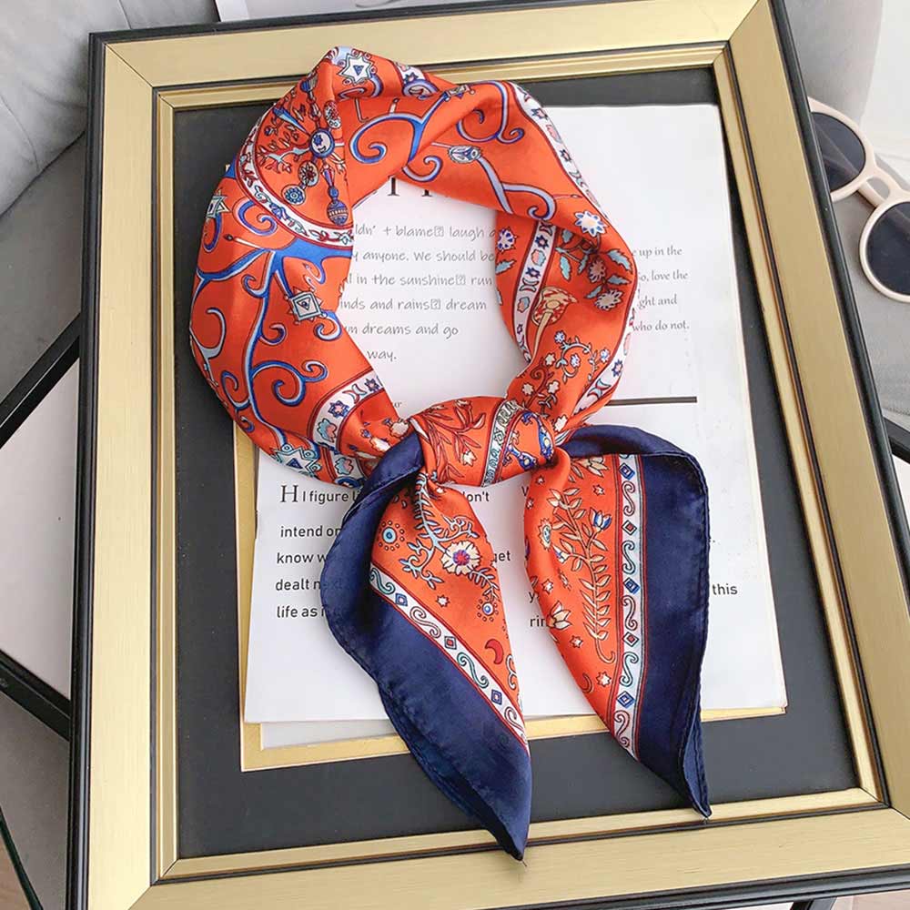 Vintage Botanical Medallion Print Square Bandana Scarf