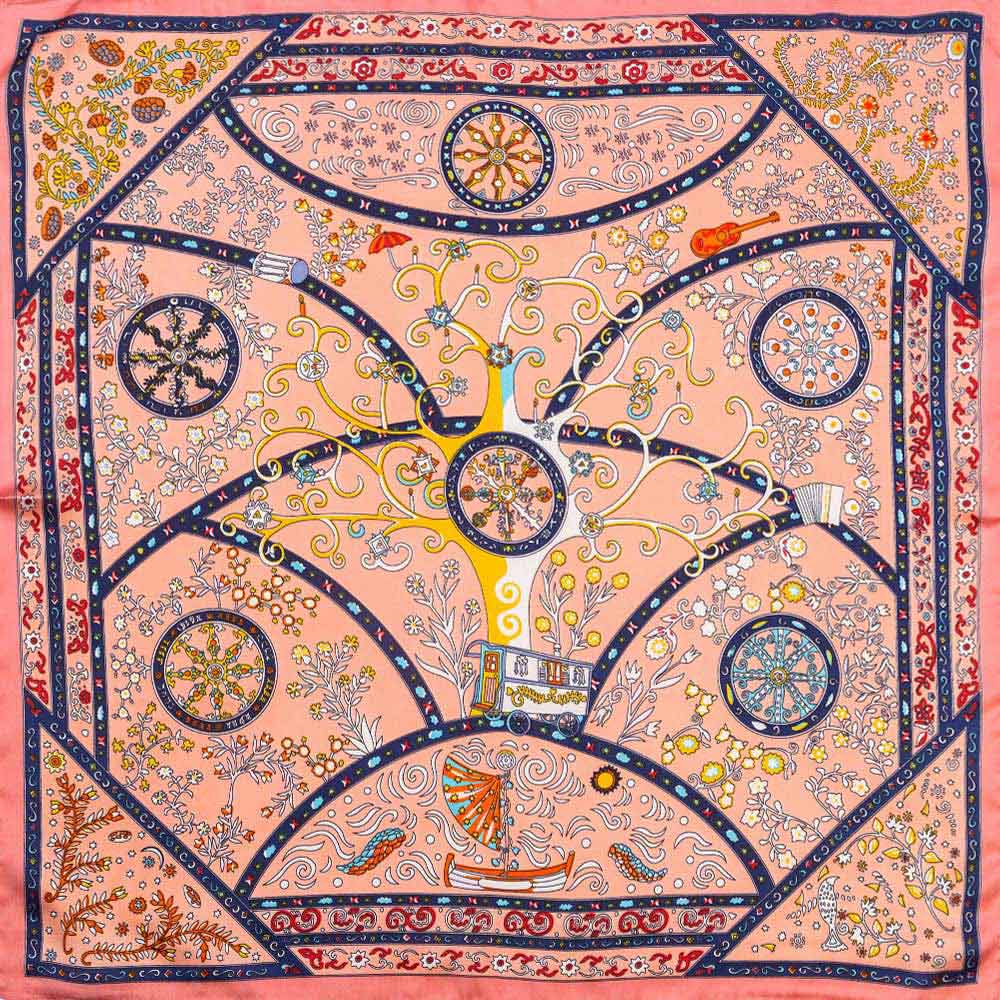 Vintage Botanical Medallion Print Square Bandana Scarf