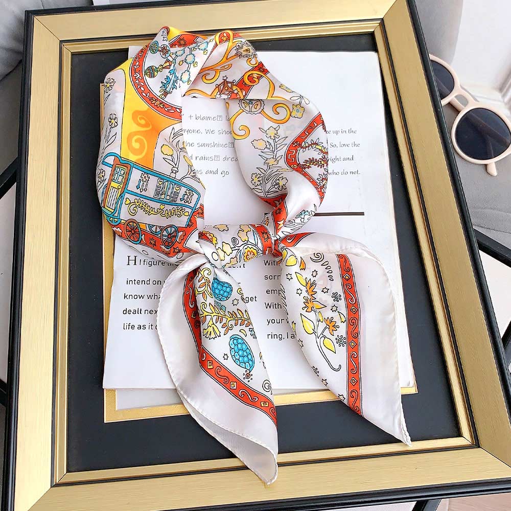 Vintage Botanical Medallion Print Square Bandana Scarf
