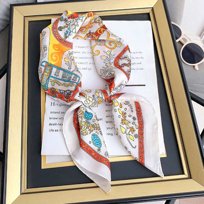 Vintage Botanical Medallion Print Square Bandana Scarf
