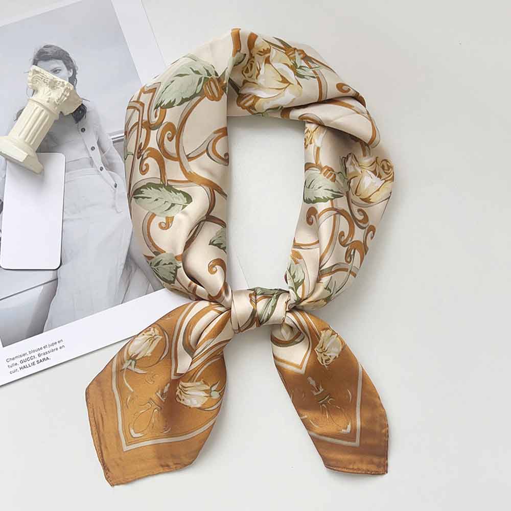 Rose Vine Ornamental Pattern Print Square Bandana Scarf
