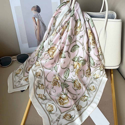 Rose Vine Ornamental Pattern Print Square Bandana Scarf