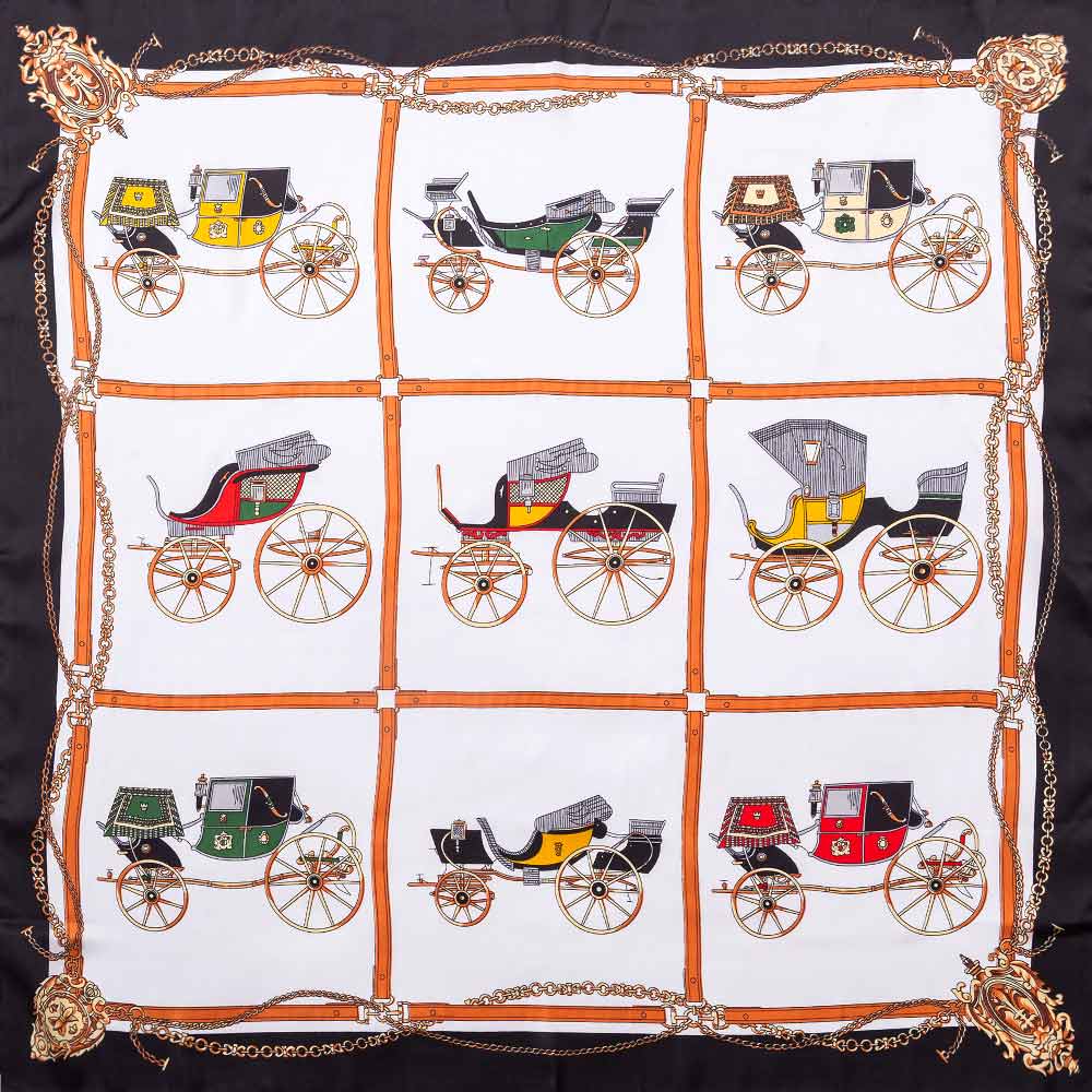 Vintage Carriage Print Square Bandana Scarf