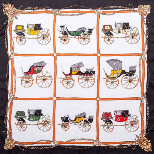 Vintage Carriage Print Square Bandana Scarf