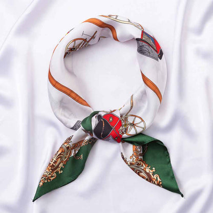 Vintage Carriage Print Square Bandana Scarf