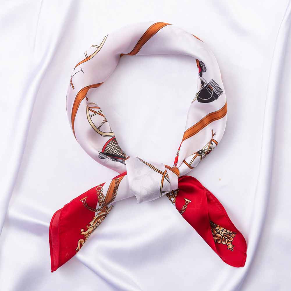 Vintage Carriage Print Square Bandana Scarf