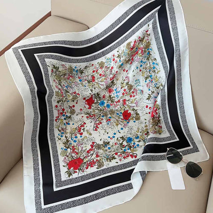 Wild Flower Garden Print Square Bandana Scarf