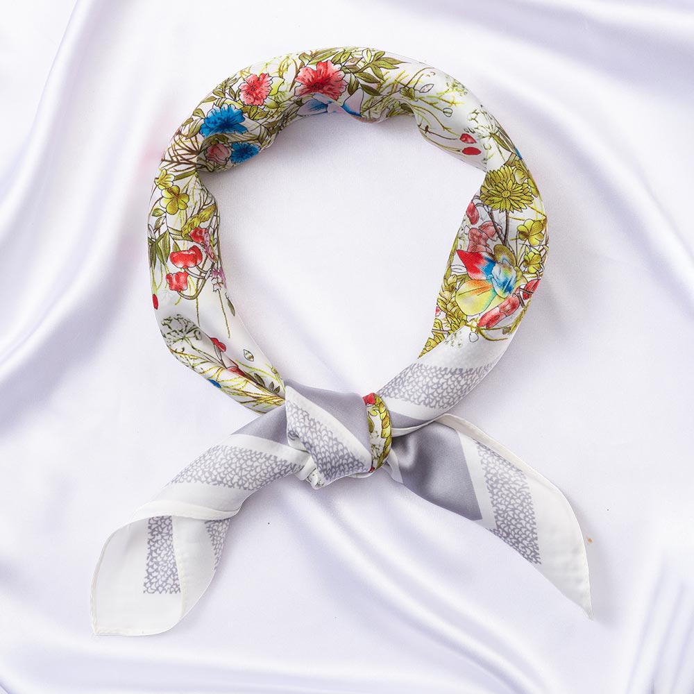 Wild Flower Garden Print Square Bandana Scarf